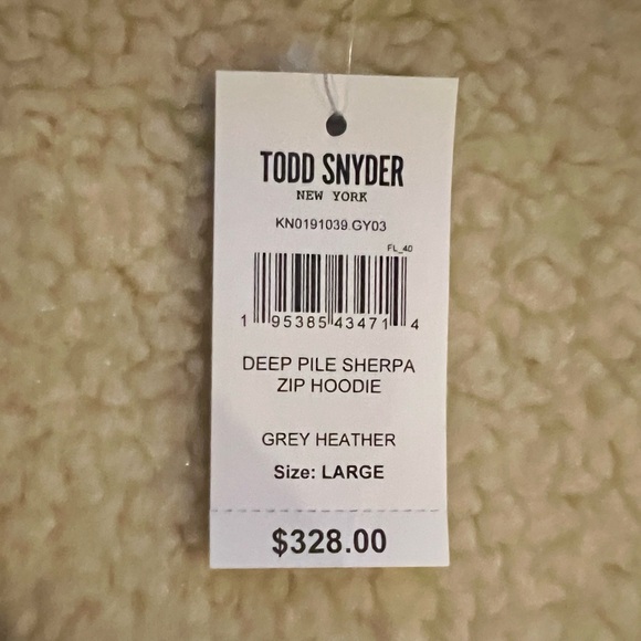 Todd Snyder Grey Heather Sherpa Zip Hoodie - Picture 2 of 4